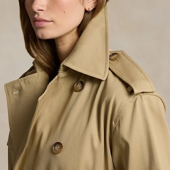 Lauren Ralph Lauren Twill Double-Breasted Belted Trench Coat
